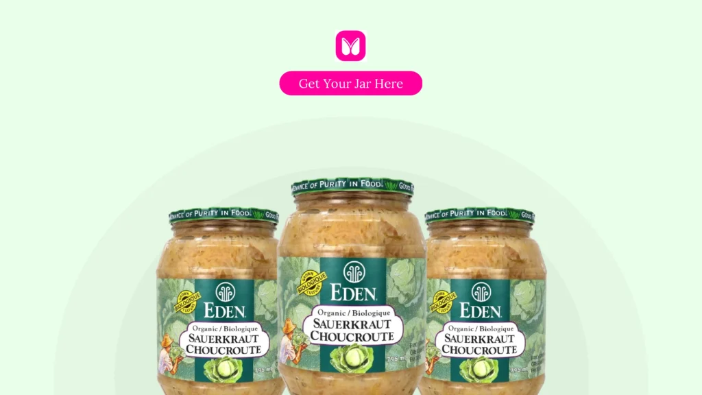 Best Sauerkraut for Gut Health – Eden Organic Sauerkraut in glass jars, made from organic cabbage and naturally fermented for probiotic benefits.