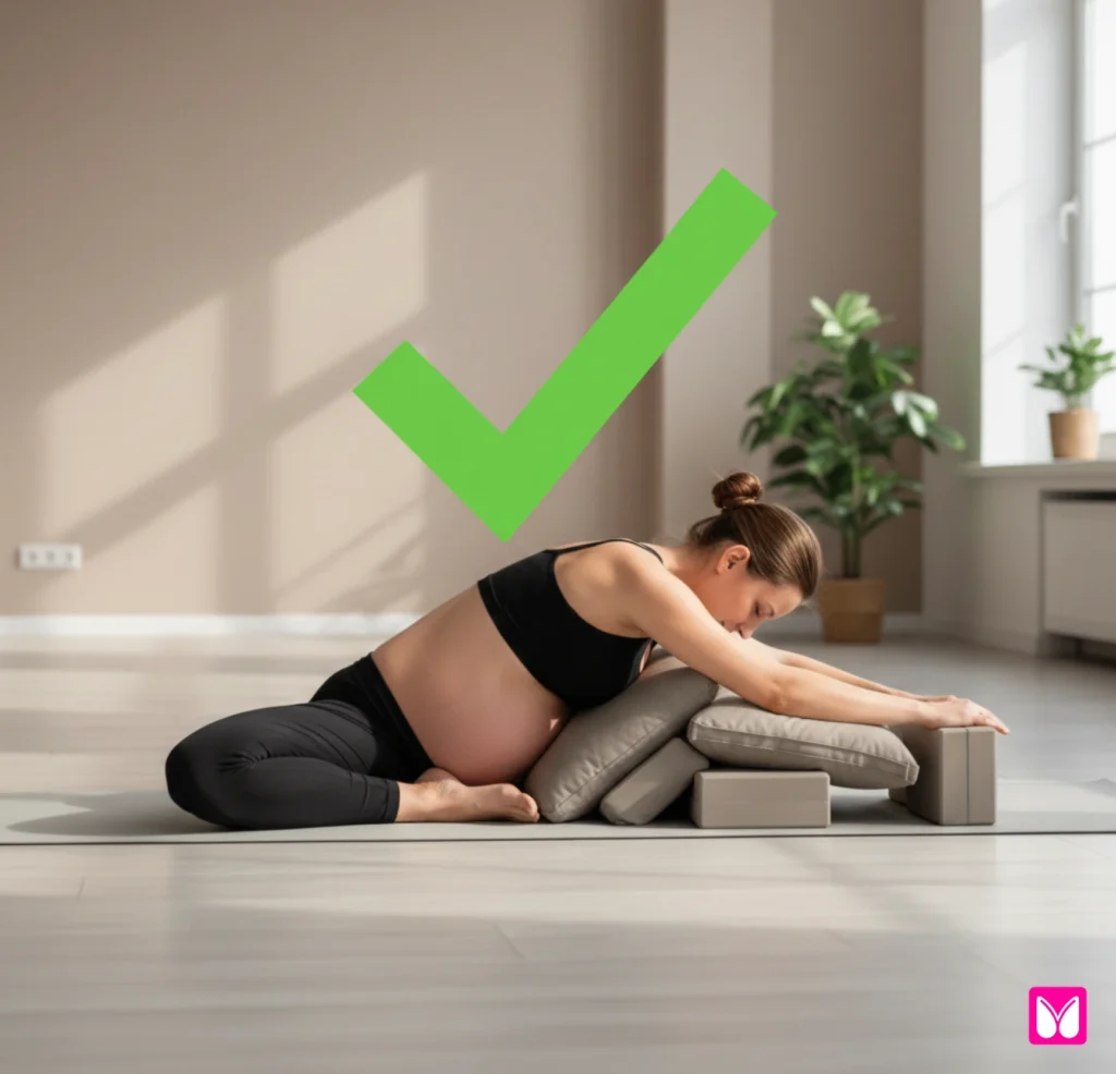 The safe alternative pose with a GREEN checkmark overlay