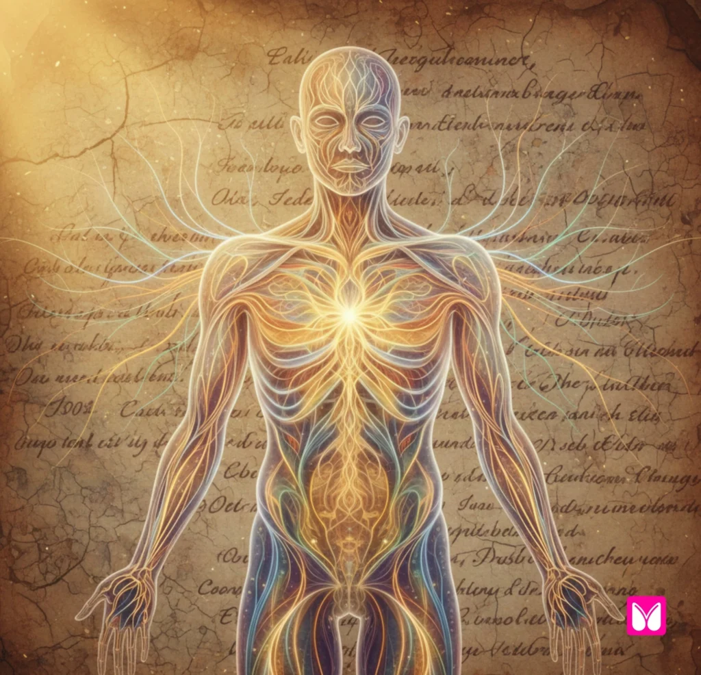 Illustration of Kundalini energy as human life force and focus of attention.