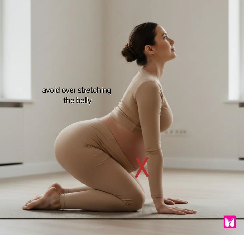 A pregnant woman over stretching the body