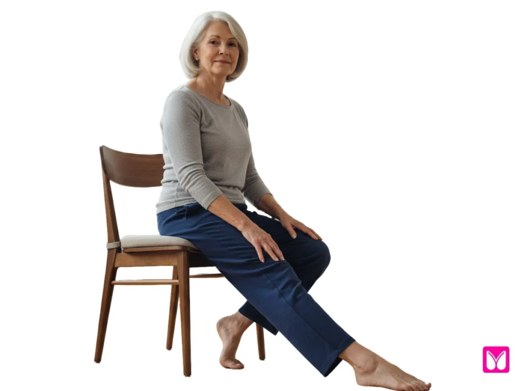 Seated leg extension chair yoga exercise for knee arthritis in seniors