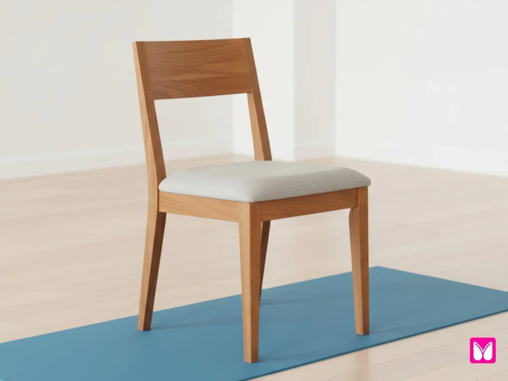 Safe armless chair setup for chair yoga for seniors with arthritis
