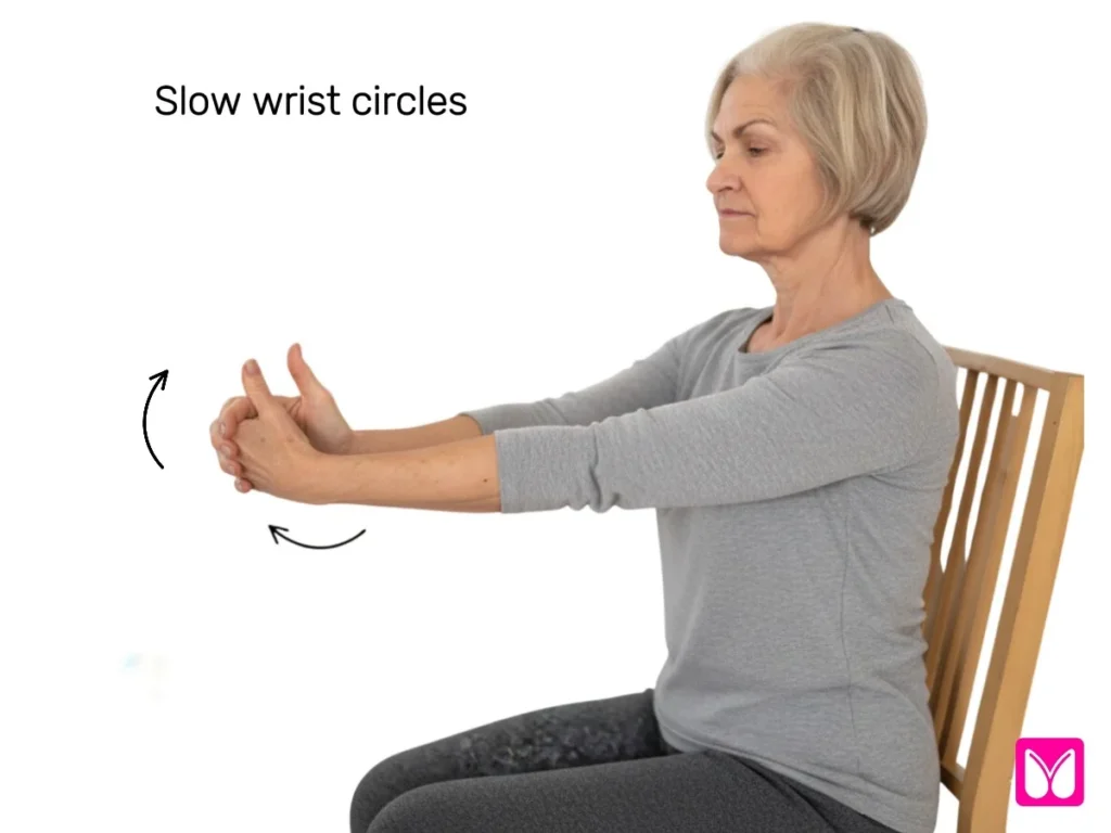 Wrist circle exercise for seniors with arthritis to improve joint mobility