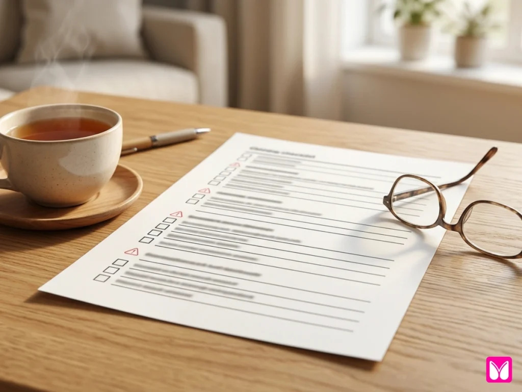 A bright red warning icon next to a list of red flags: "Unrealistic Promises," "Hidden Fees," and "No Instructor Credentials."