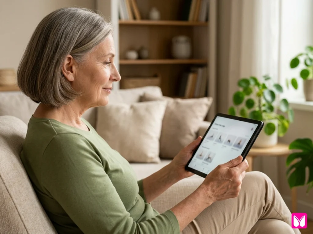 An illustration of a wallet and a checkmark. The text "CHAIR YOGA COSTS" explains the difference between affordable monthly subscriptions and predatory overpricing.